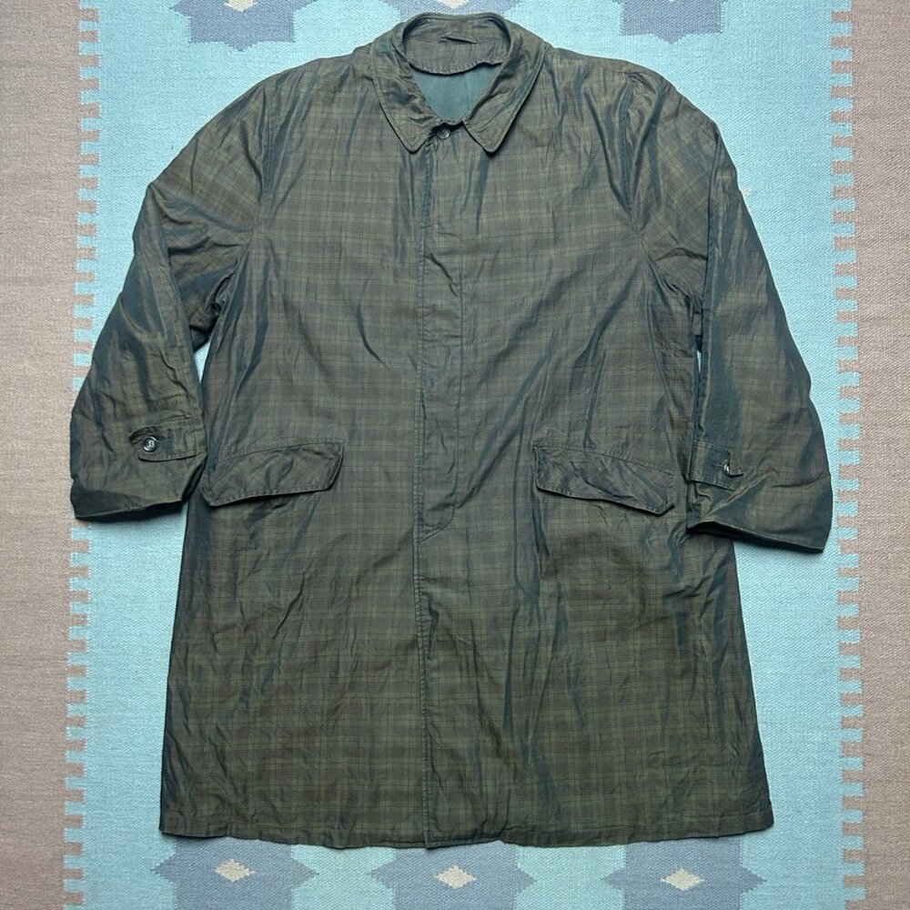 Vintage 1960s trench coat sharkskin rockabilly overcoat plaid jacket men’s 44R